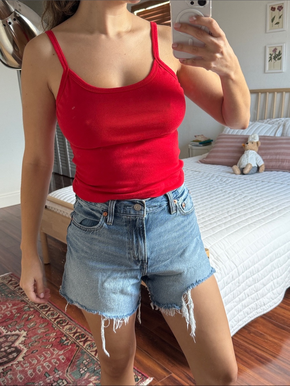 Los Angeles Apparel Red Slim Strap Camisole